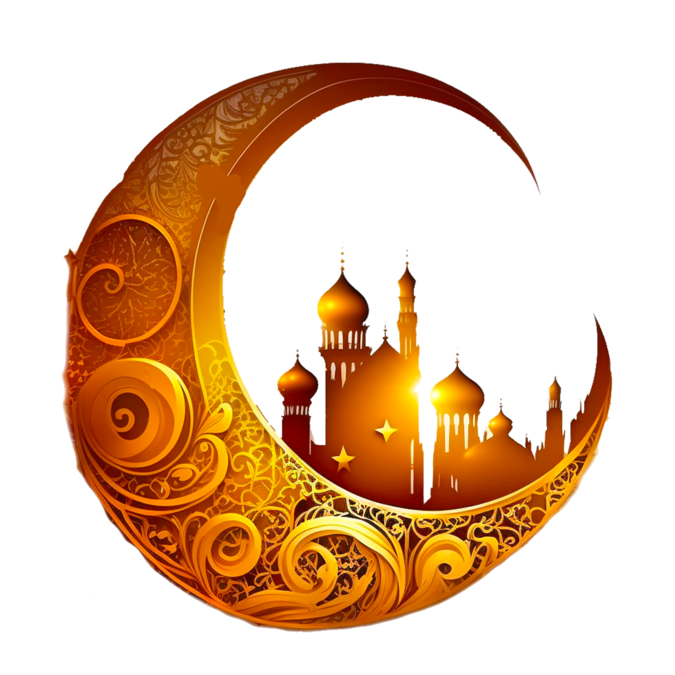 ai generativ kreativ Halbmond Ramadan Mond Moschee Illustration png