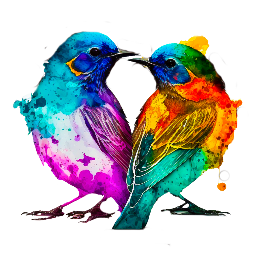 ai generativ kärleksfull fåglar illustration png