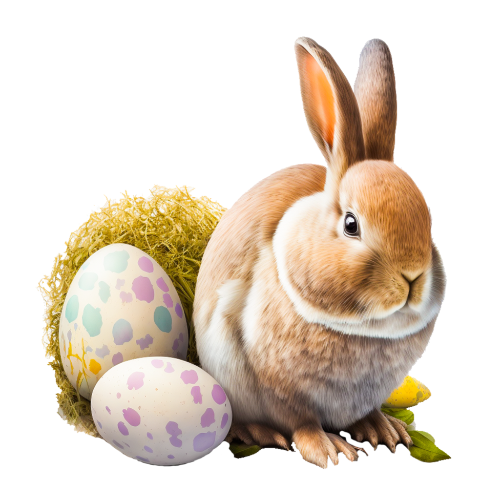 Pascua de Resurrección conejito Bosquejo con pintado huevos png