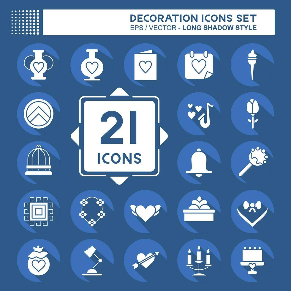 Icon Set Decoration. related to Education symbol. long shadow style. simple design editable. simple illustration vector