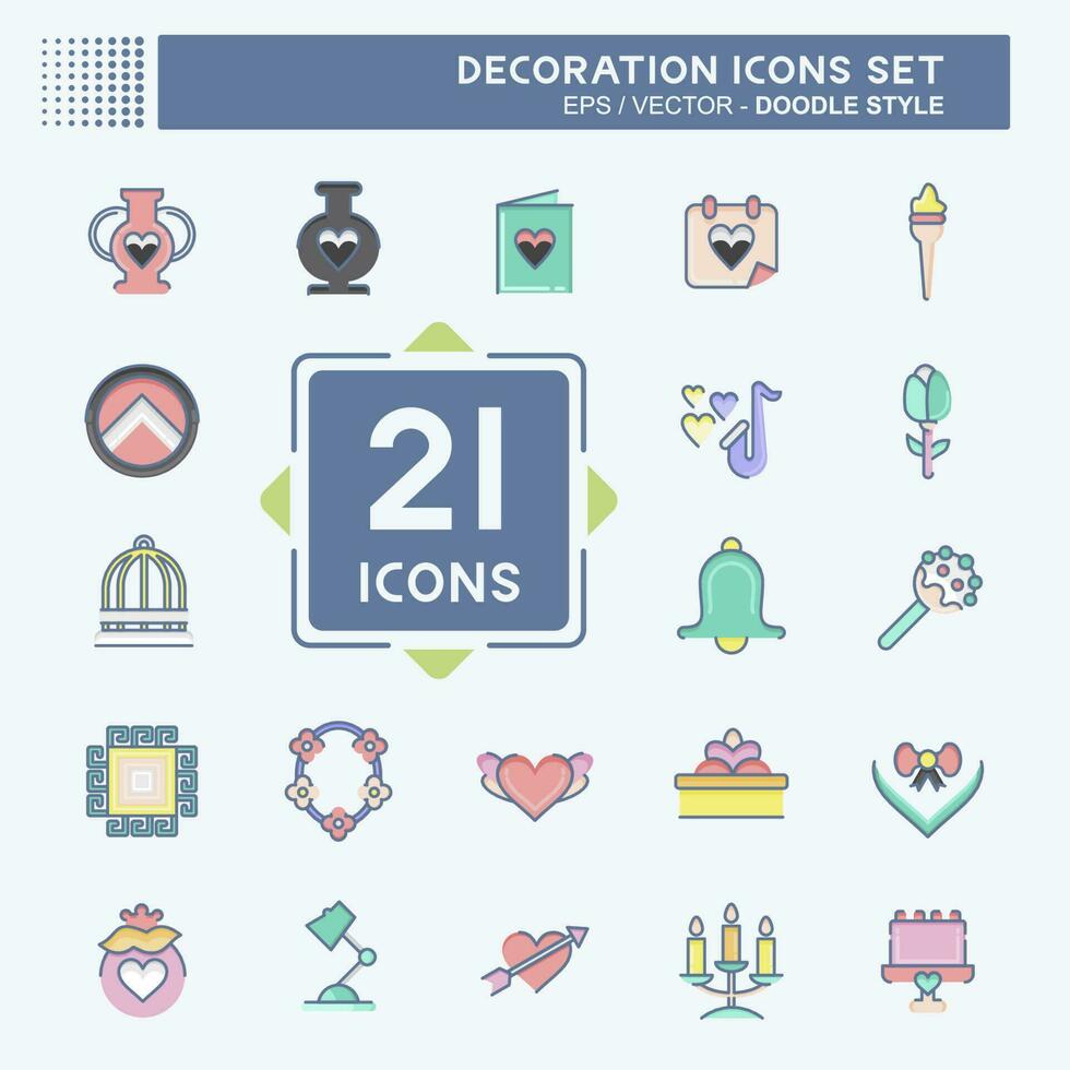 Icon Set Decoration. related to Education symbol. doodle style. simple design editable. simple illustration vector