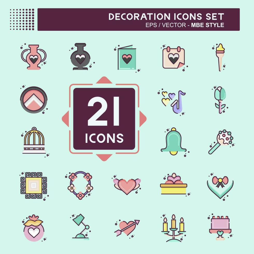 Icon Set Decoration. related to Education symbol. MBE style. simple design editable. simple illustration vector