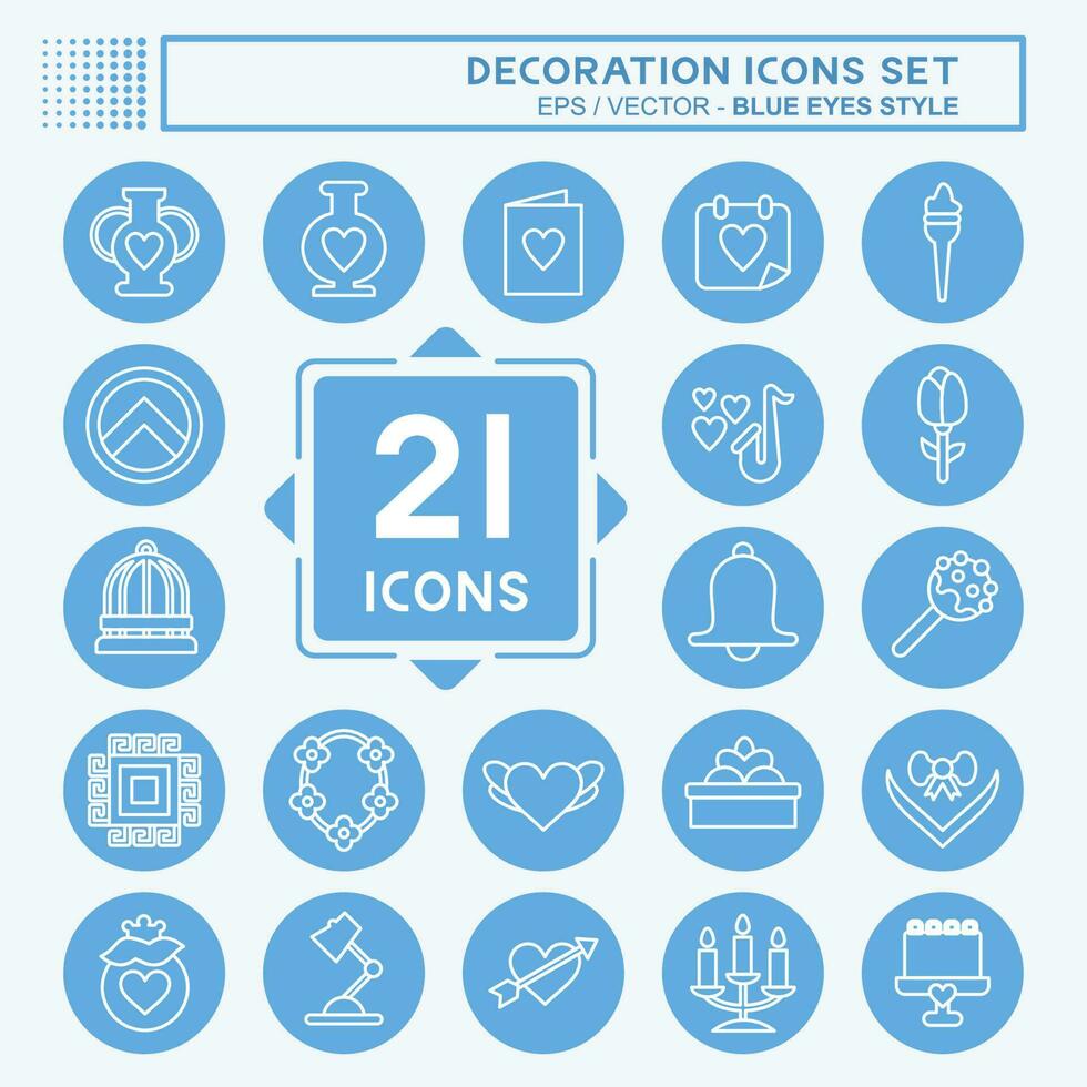 Icon Set Decoration. related to Education symbol. blue eyes style. simple design editable. simple illustration vector