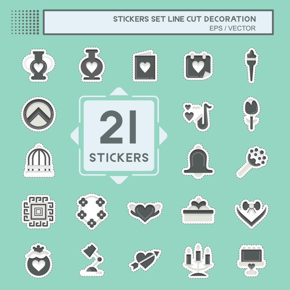 Sticker line cut Set Decoration. related to Education symbol. simple design editable. simple illustration vector
