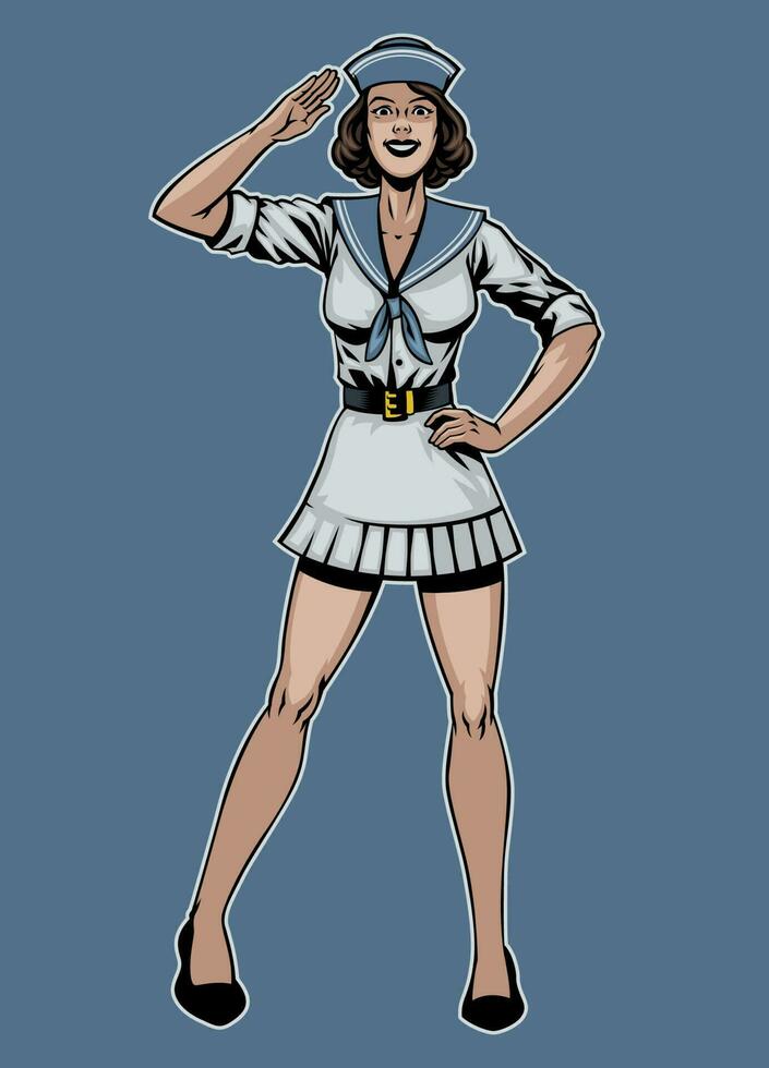 Pinup Sailor Woman Stance Pose vector