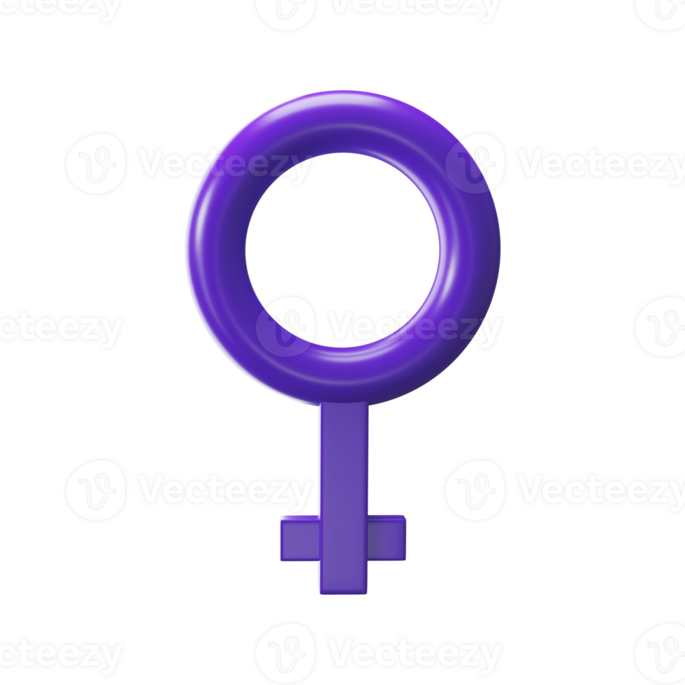3D Rendering Female Gender Sign In Purple Color. png