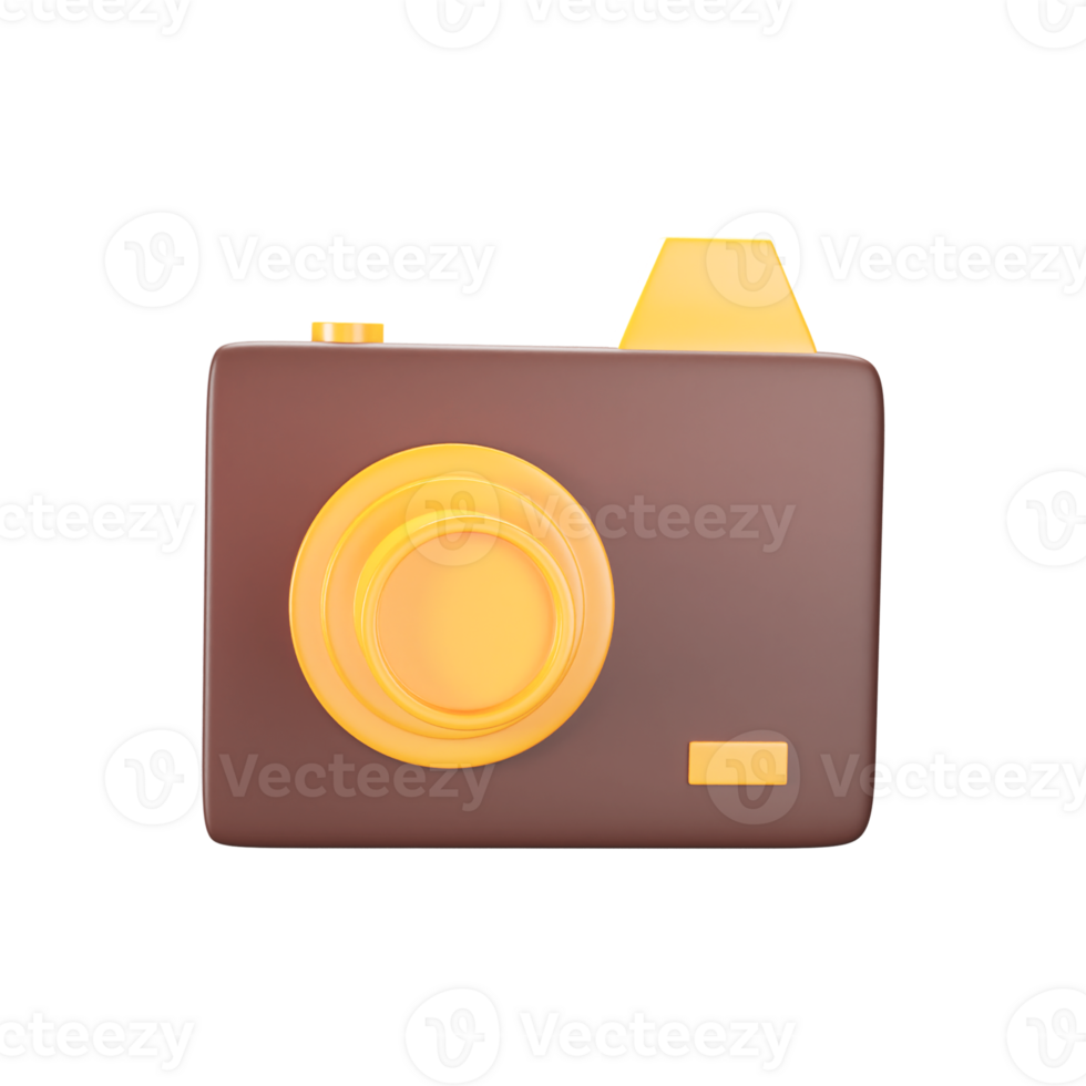 Brown And Golden Camera Icon In 3D Style. png