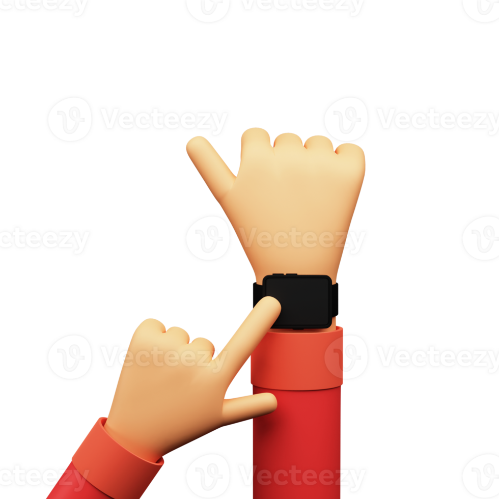 3D Render of Human Hand, Tapping on Smart Wrist Watch. Blank Screen for your Product Advertisement or App Presentation. png