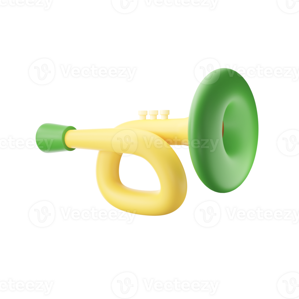 3D Render of Trumpet Element In Green And Yellow Color. png