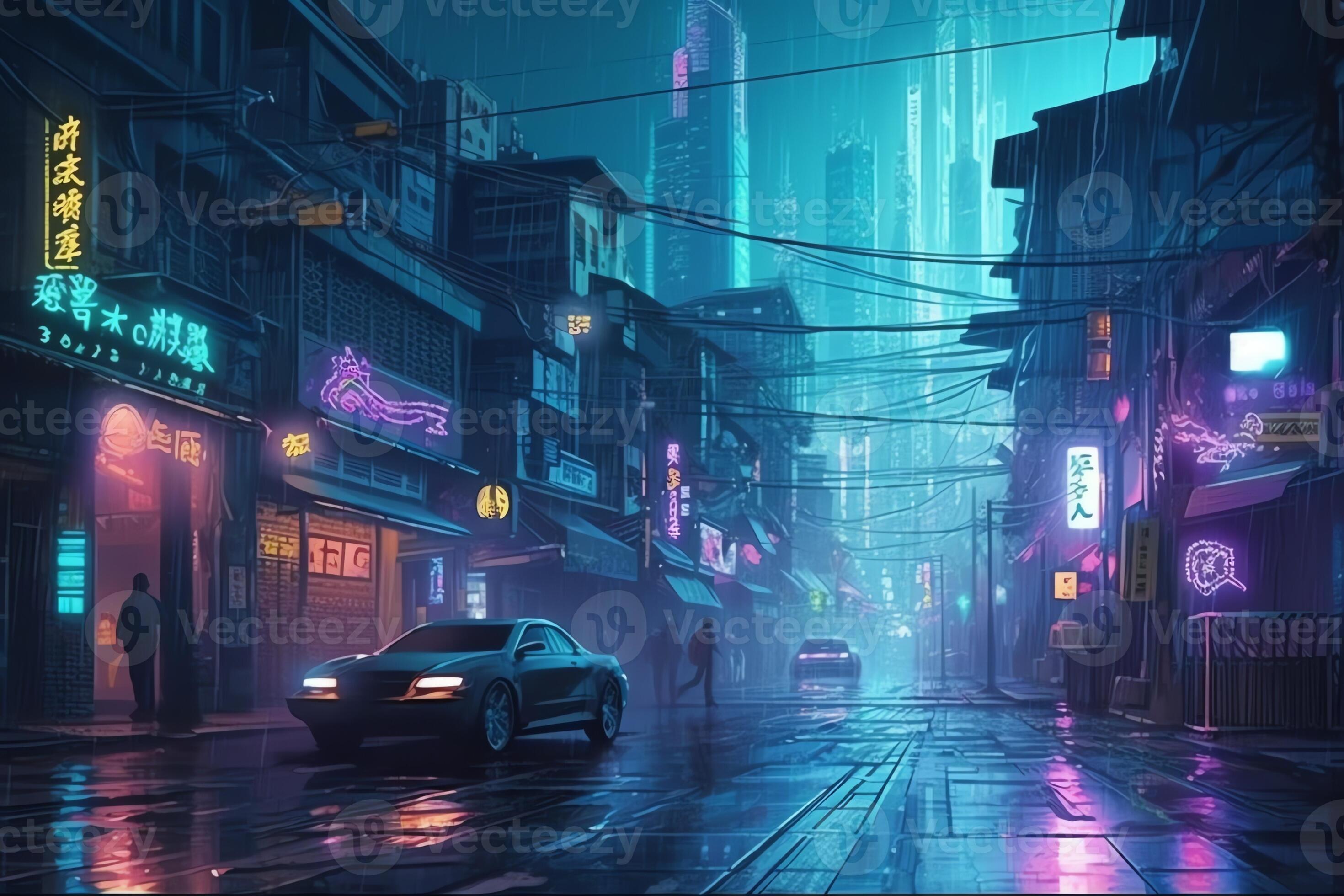 Download Cyberpunk 1920x1080 Night Raining City Wallpaper