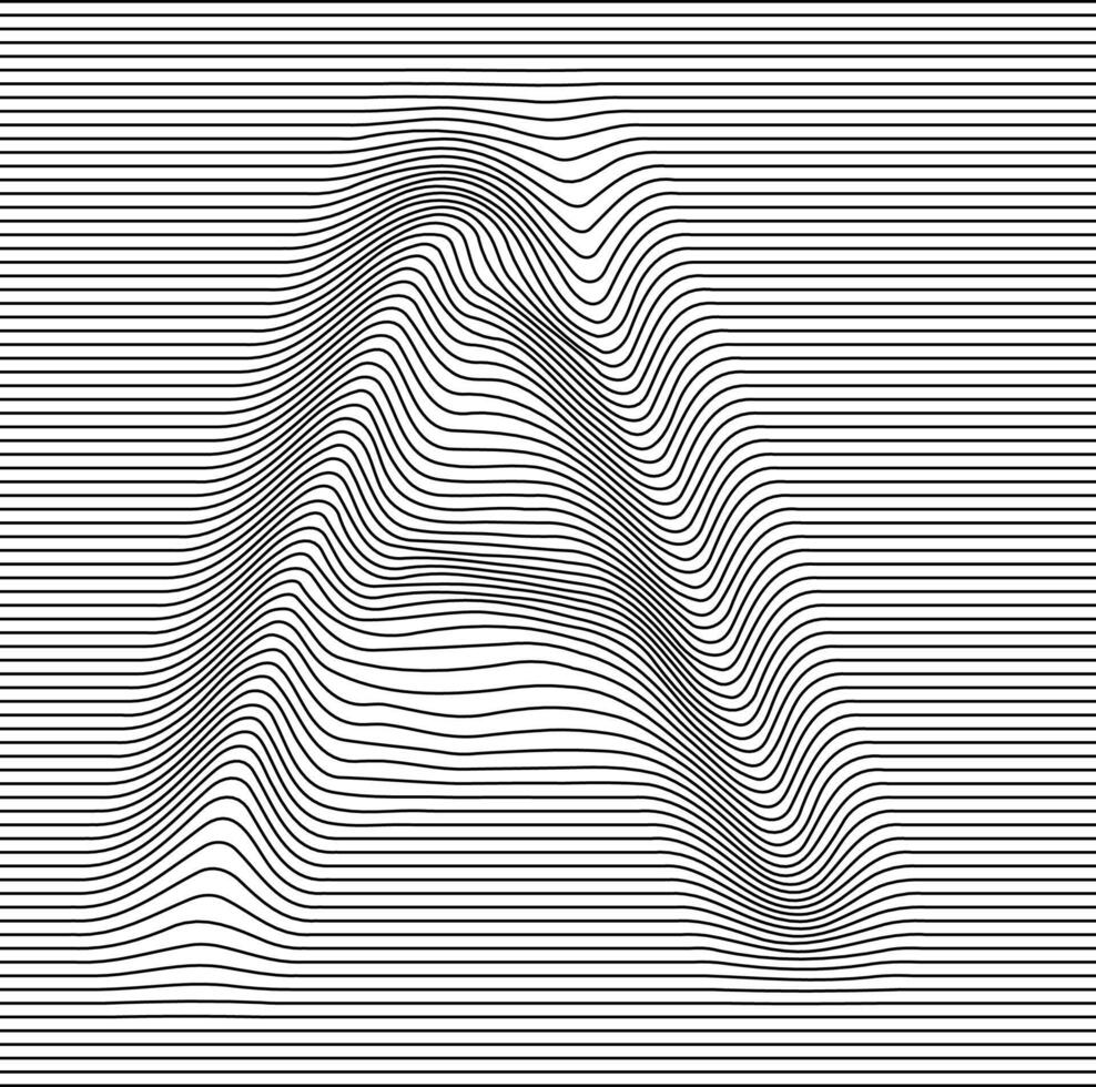 letter alphabet illusion with lines waves vector