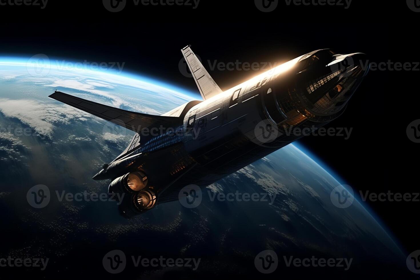 Spaceship in space. photo