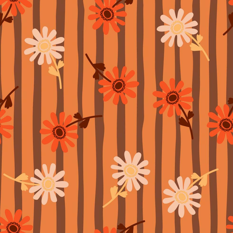 Naive flower seamless pattern. Cute floral endless background. vector