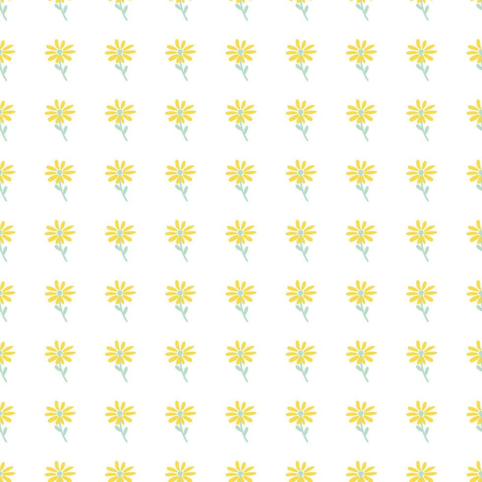 Doodle chamomile seamless pattern. Hand drawn ditsy print. Abstract floral ornament. Simple botanical backdrop. vector