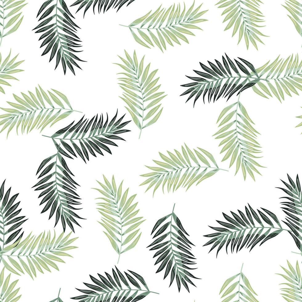 Abstract exotic plant seamless pattern. Tropical palm leaves pattern. Fern leaf wallpaper. Botanical texture. Floral background. vector