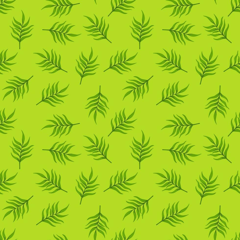 Fern leaf wallpaper. Abstract exotic plant seamless pattern. Tropical palm leaves pattern. Botanical texture. vector
