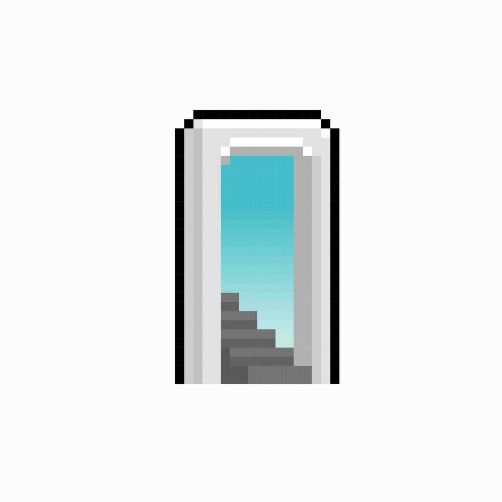 gate with stair in pixel art style vector