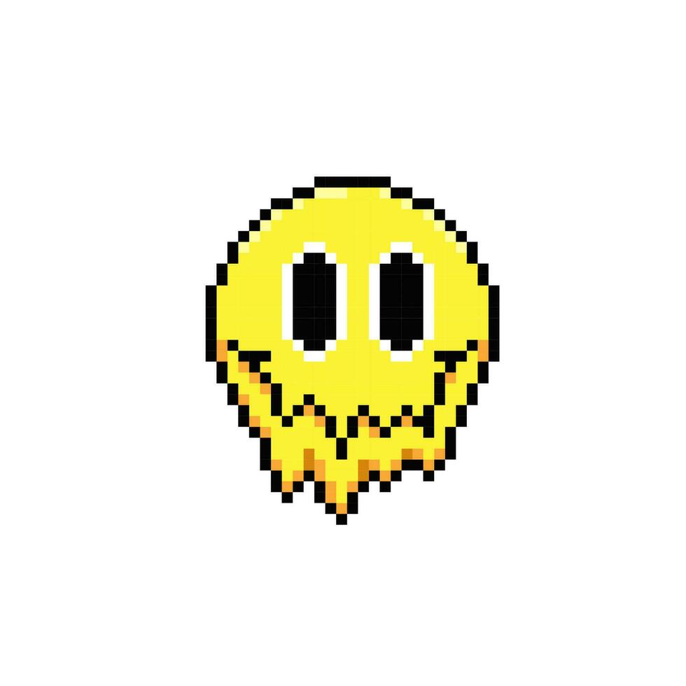 melting smile head in pixel art style vector