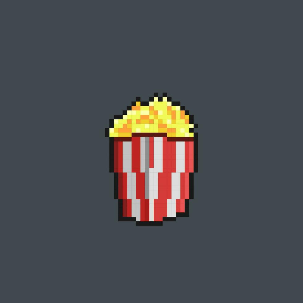 popcorn in pixel art style vector