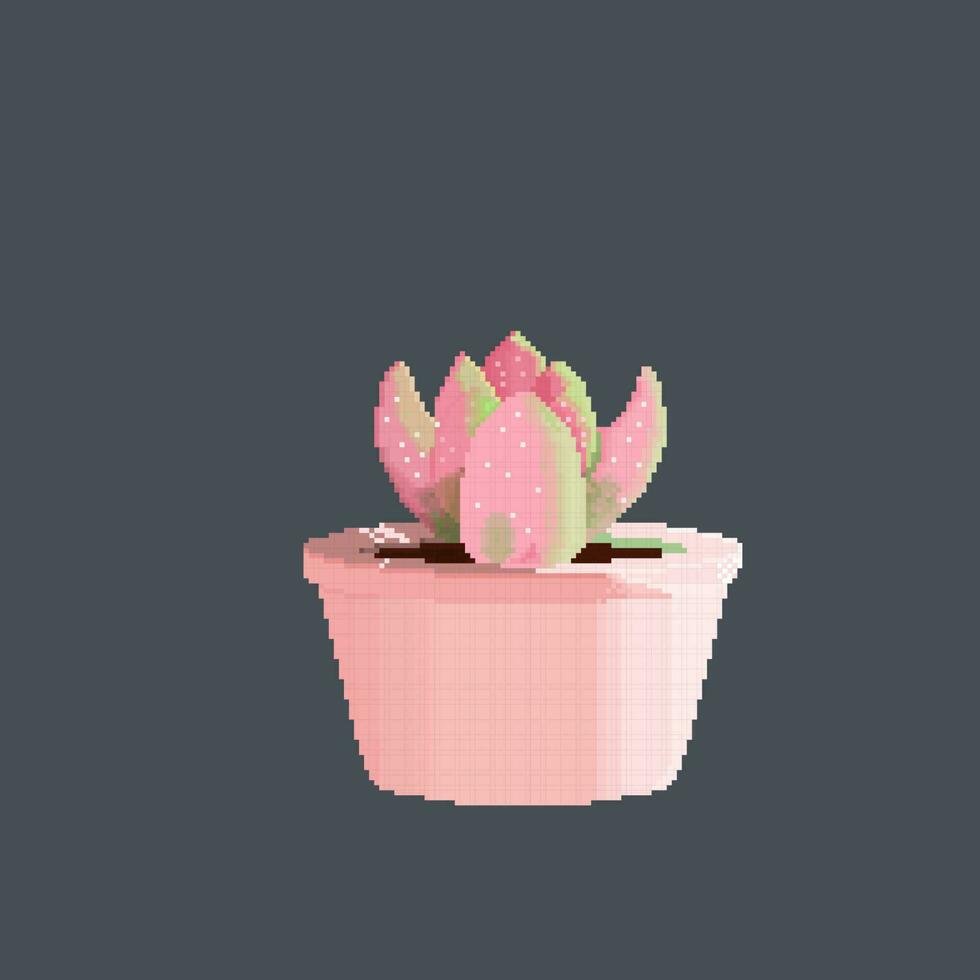 pink plant in pixel art style vector