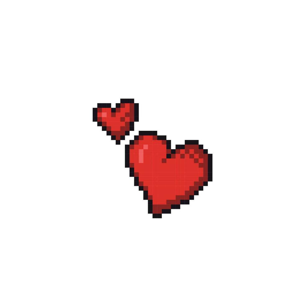 double red love in pixel art style vector