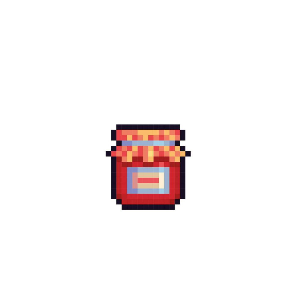 strawberry jam in pixel art style vector