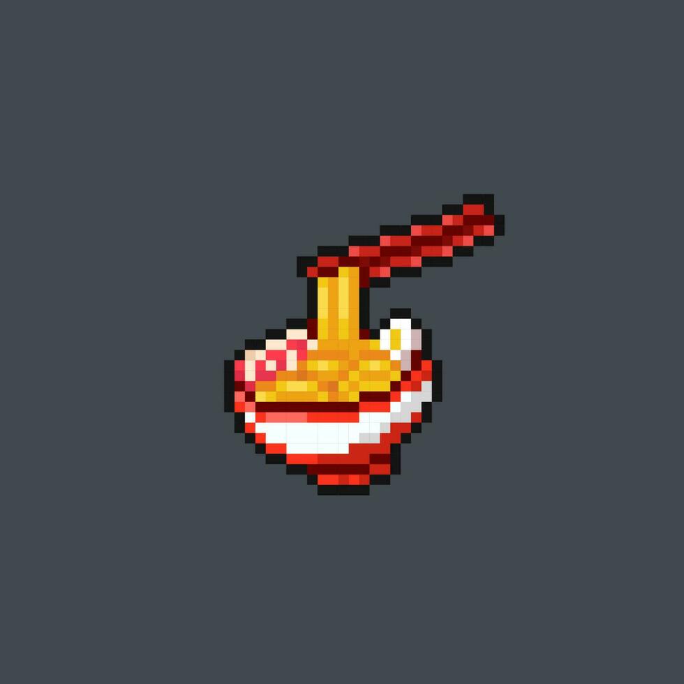 ramen soup in pixel art style vector