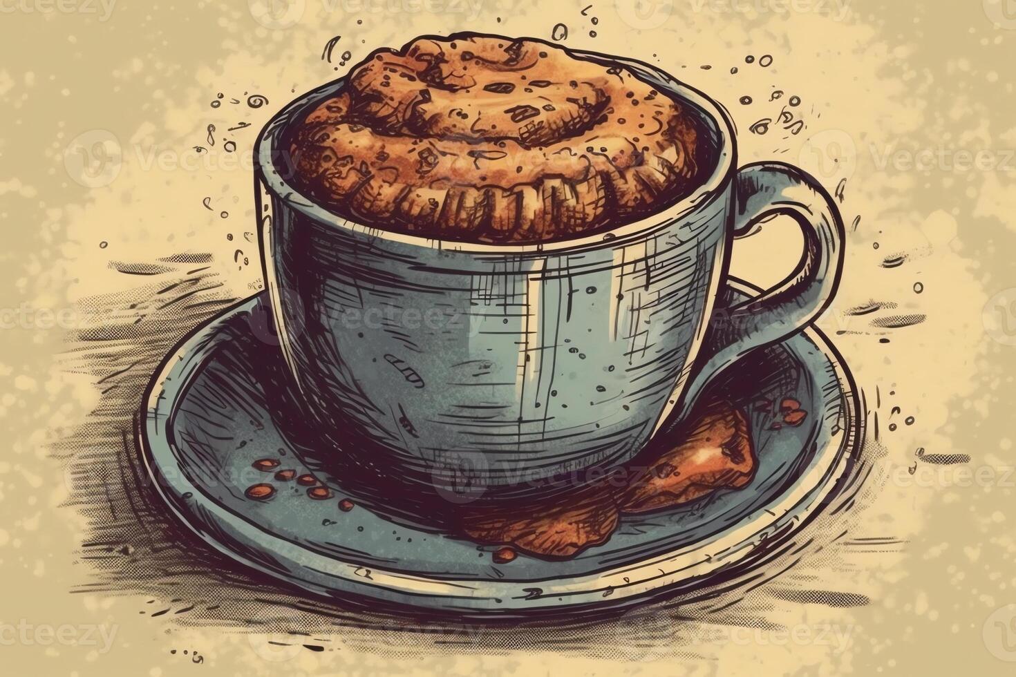 Coffee mug hand drawn illustration. photo