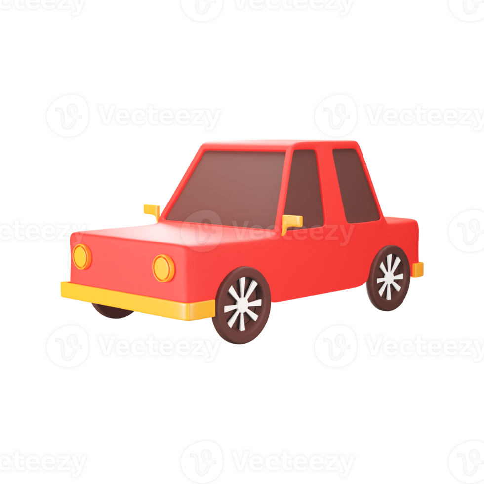 rood en geel illustratie van auto 3d geven icoon. png