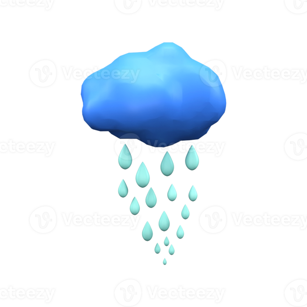 3D Rendering of Rainy Cloud Element In Blue Color. png