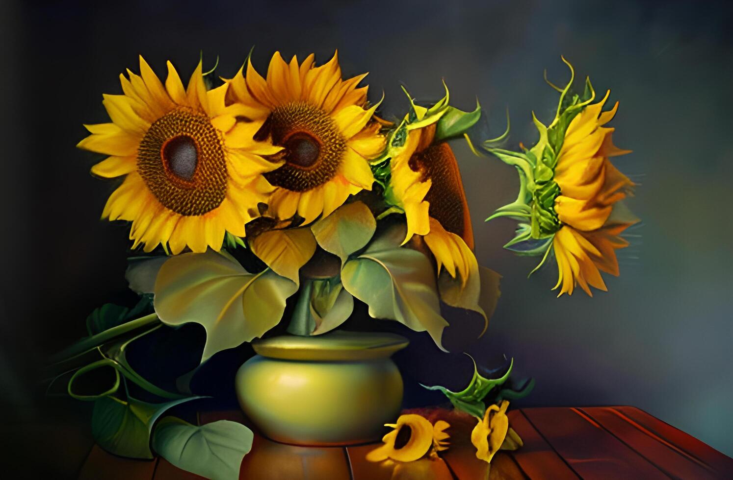 Sunflowers lovely canvas oil painting vases of sunflowers based on the painting Photo
