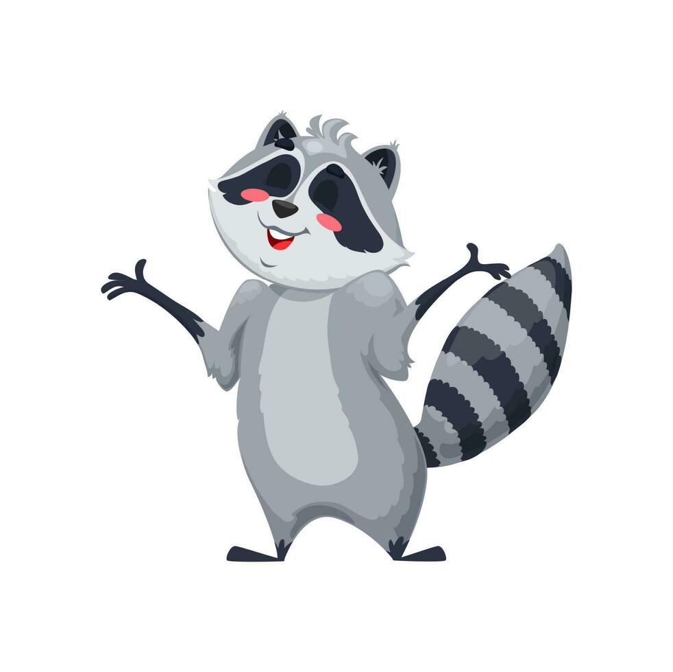 Cartoon raccoon character or cute funny animal vector