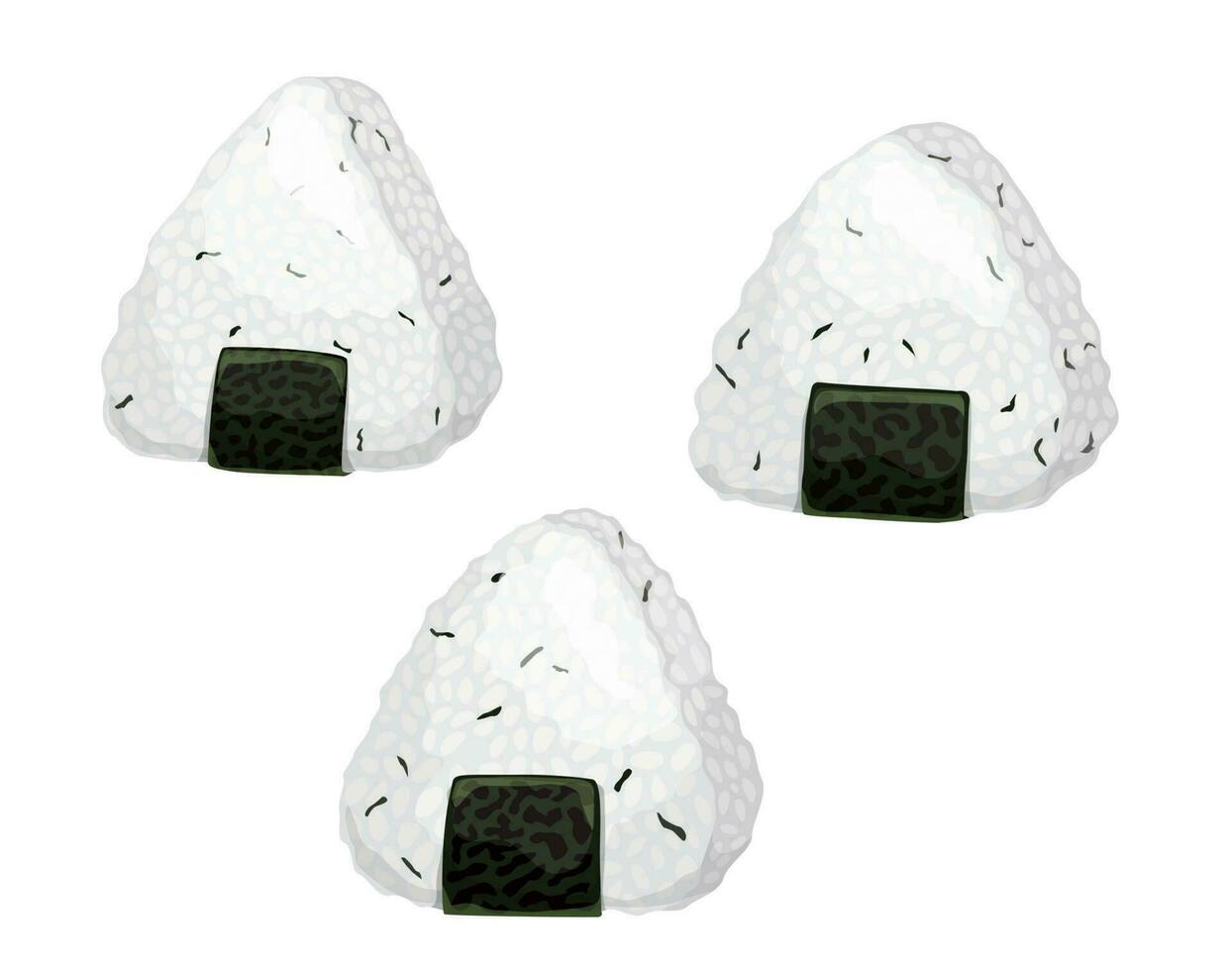 Cartoon japanese onigiri rice balls with nori vector