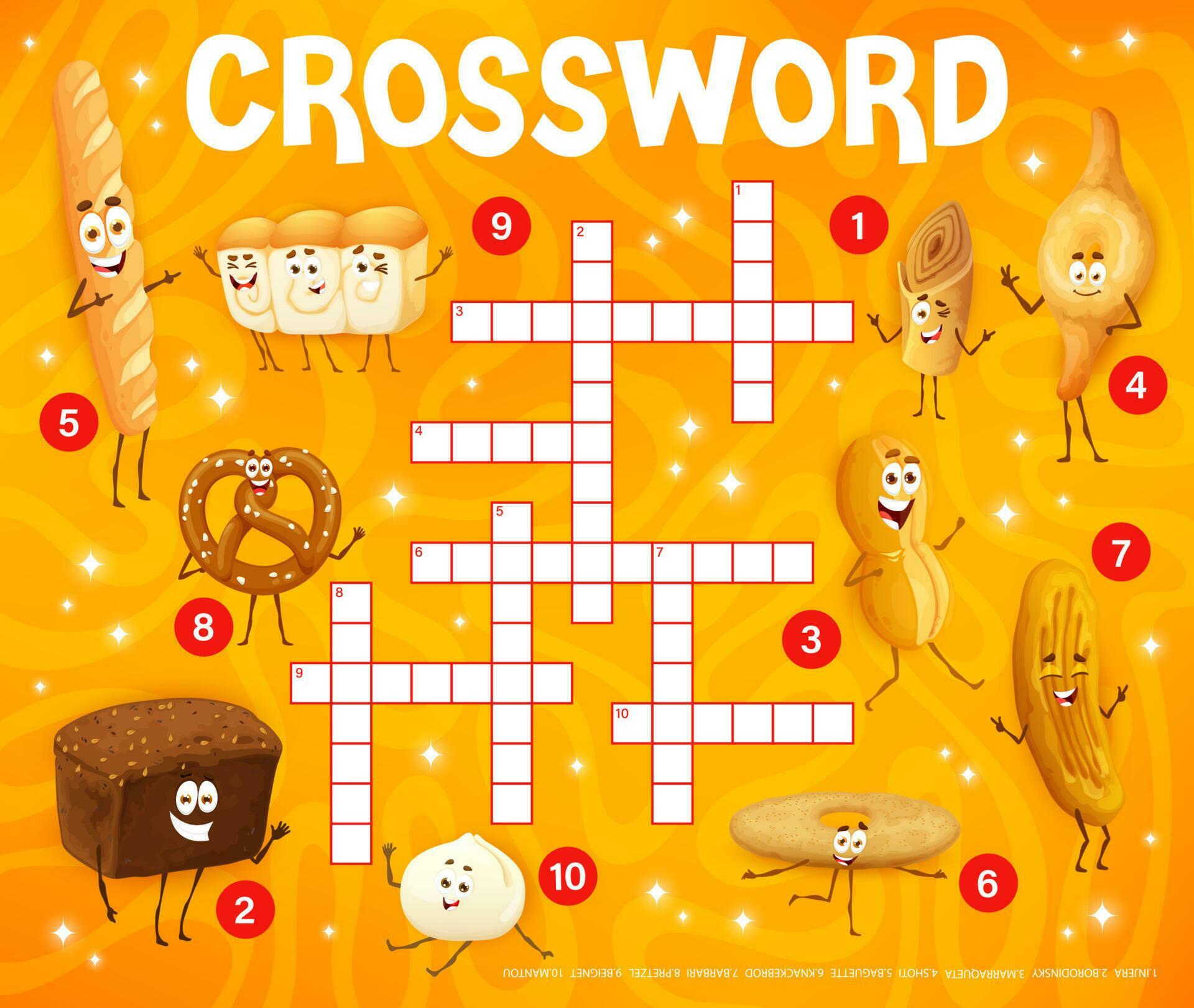 Crossword quiz grid with bakery bread characters 23340291 Vector Art at