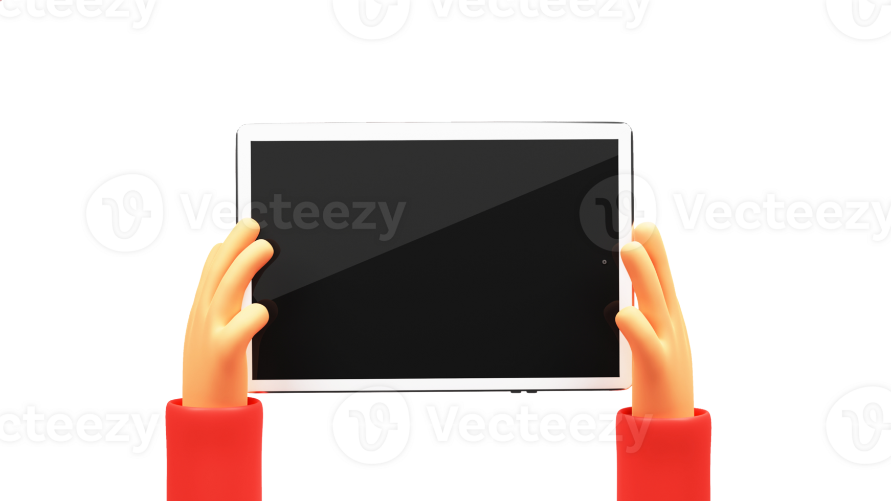 3D Render of Human Hand Streaming or Holding Tablet. Blank Screen for your Product Advertisement or App Presentation. png