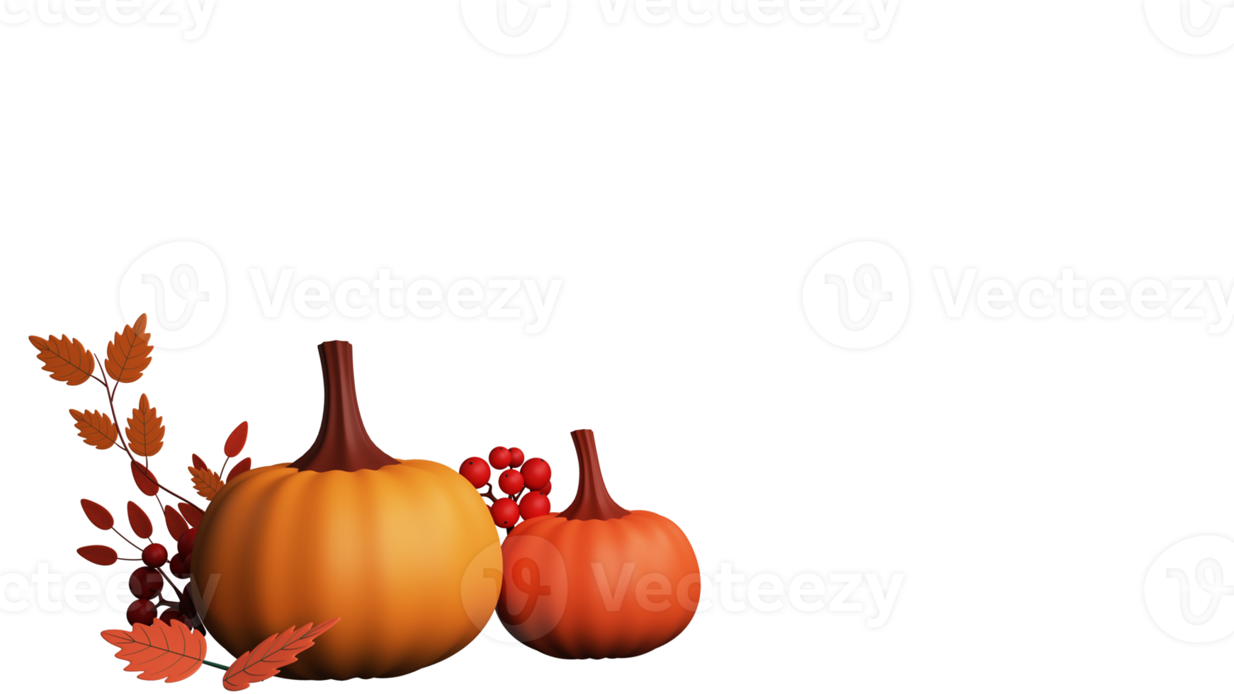 3D Render of Pumpkins, Autumn Leaves, Berries for Thanks Giving Festival Celebrations. png