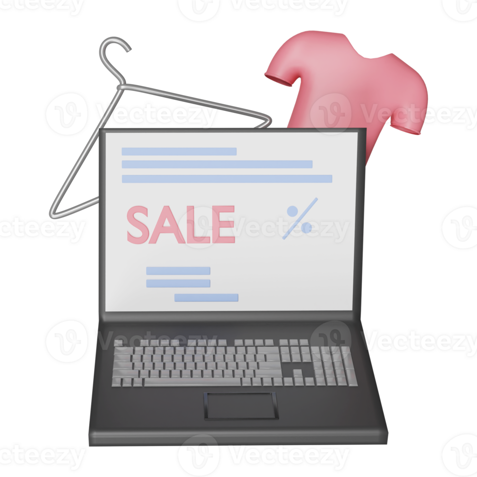 3D Rendering Cloth Hanger With T-shirt For Online Sale Or Shopping Icon. png