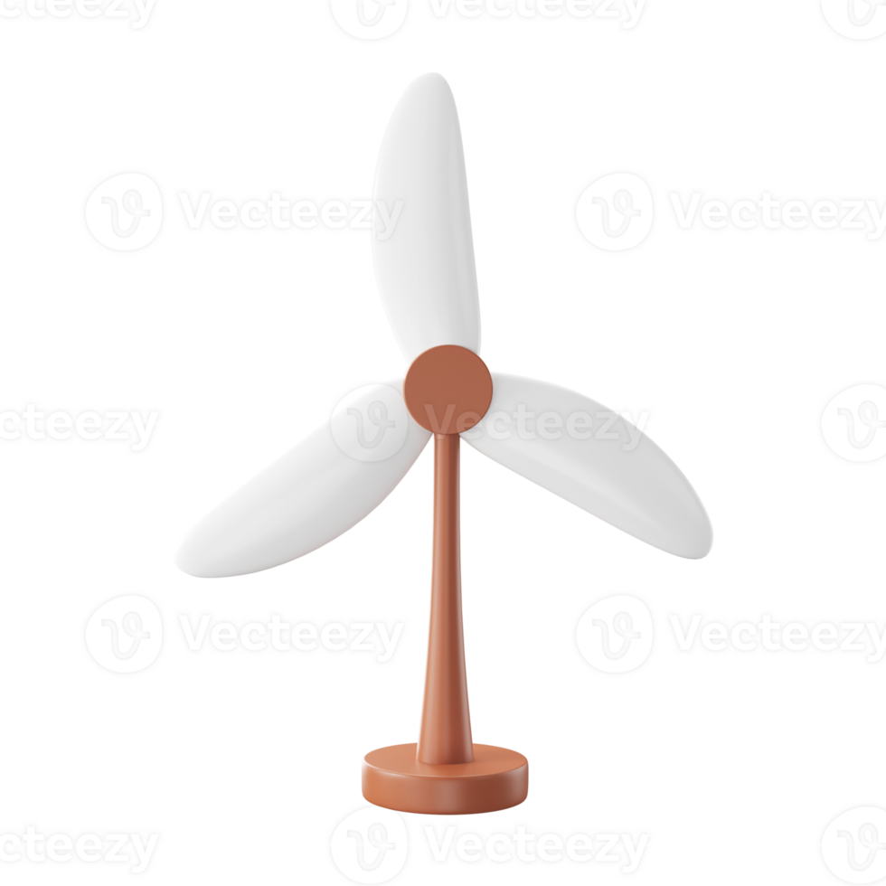 3D Render of Windmill Element In White And Brown Color. png