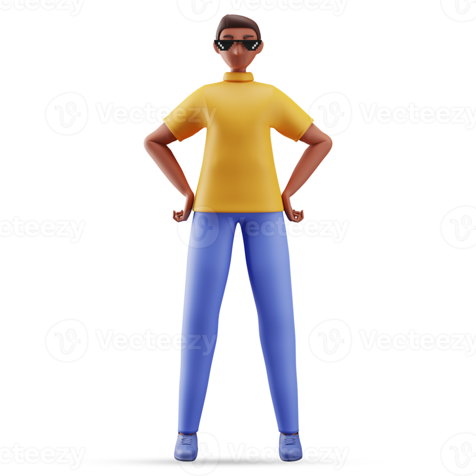 3D Render of Cartoon Young Man Wearing Goggles In Standing Pose. png