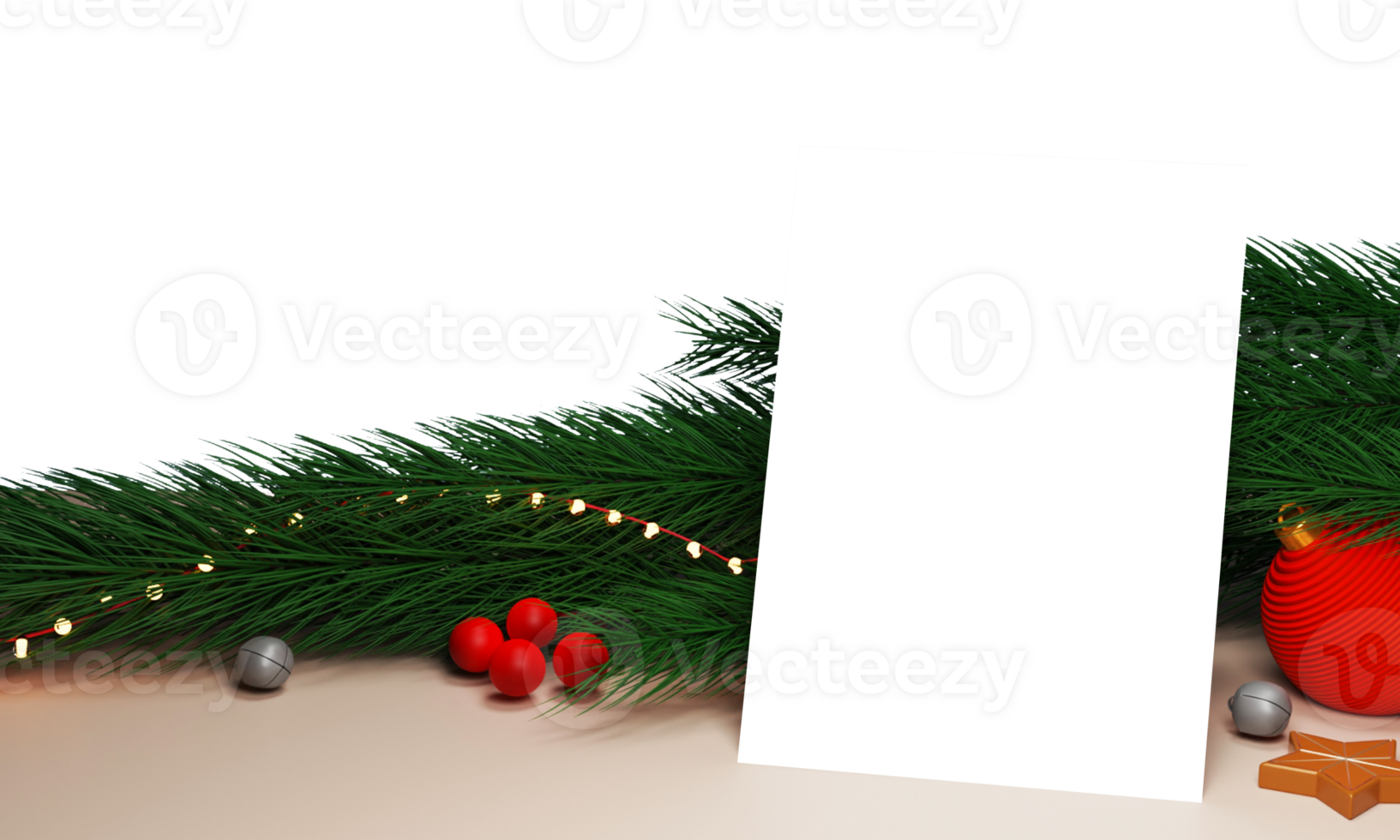 Greeting Card With 3D Festival Elements Against Background. png