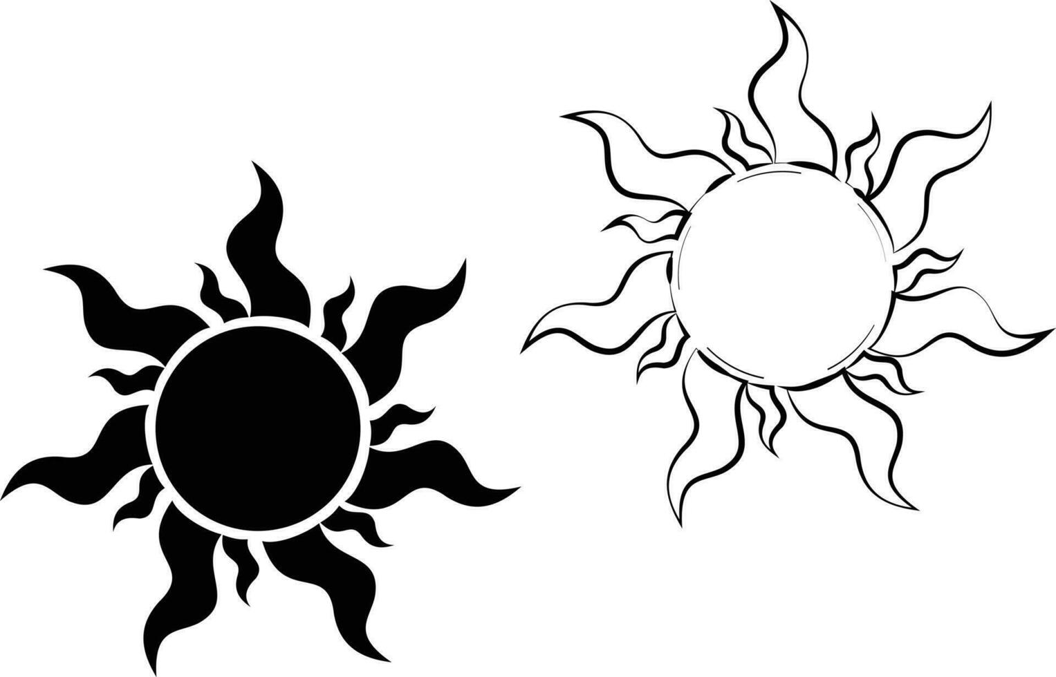 A sun drawn in the form of an outer frame that shows its scattered rays vector