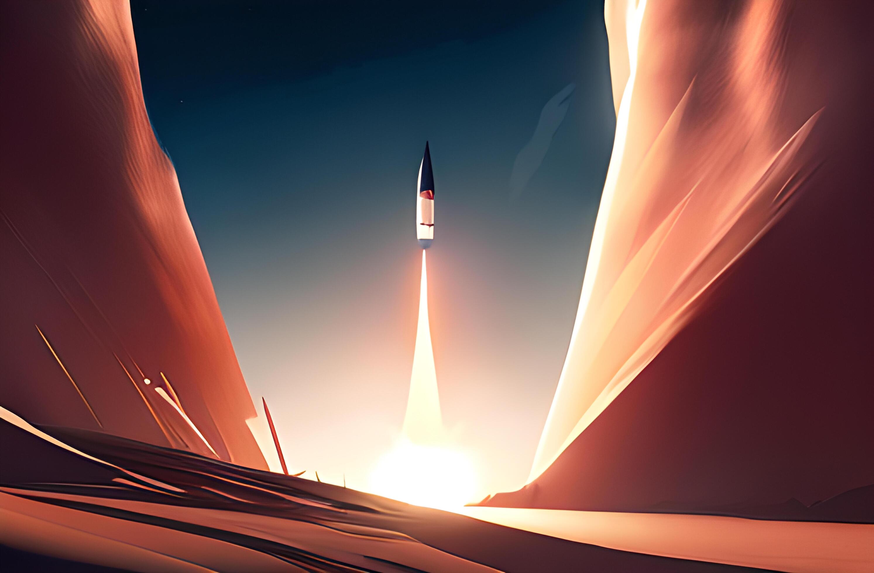 Space rocket takes off from a Photo AI Generated 23340665 Stock