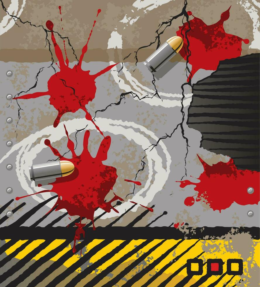 Crime scene investigation with blood and bullets vector