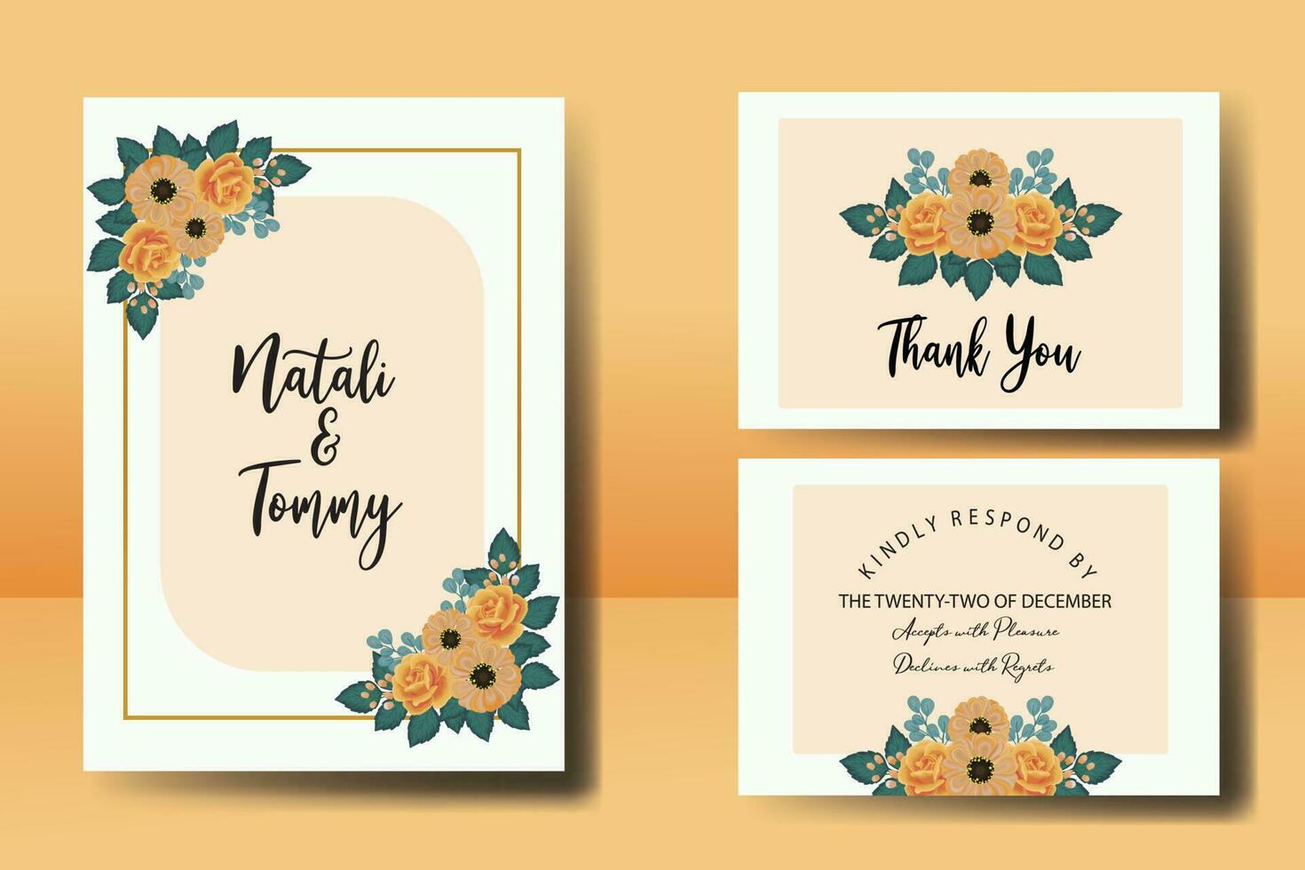 Boda invitación marco colocar, floral acuarela digital mano dibujado naranja Rosa y anémona flor diseño invitación tarjeta modelo vector