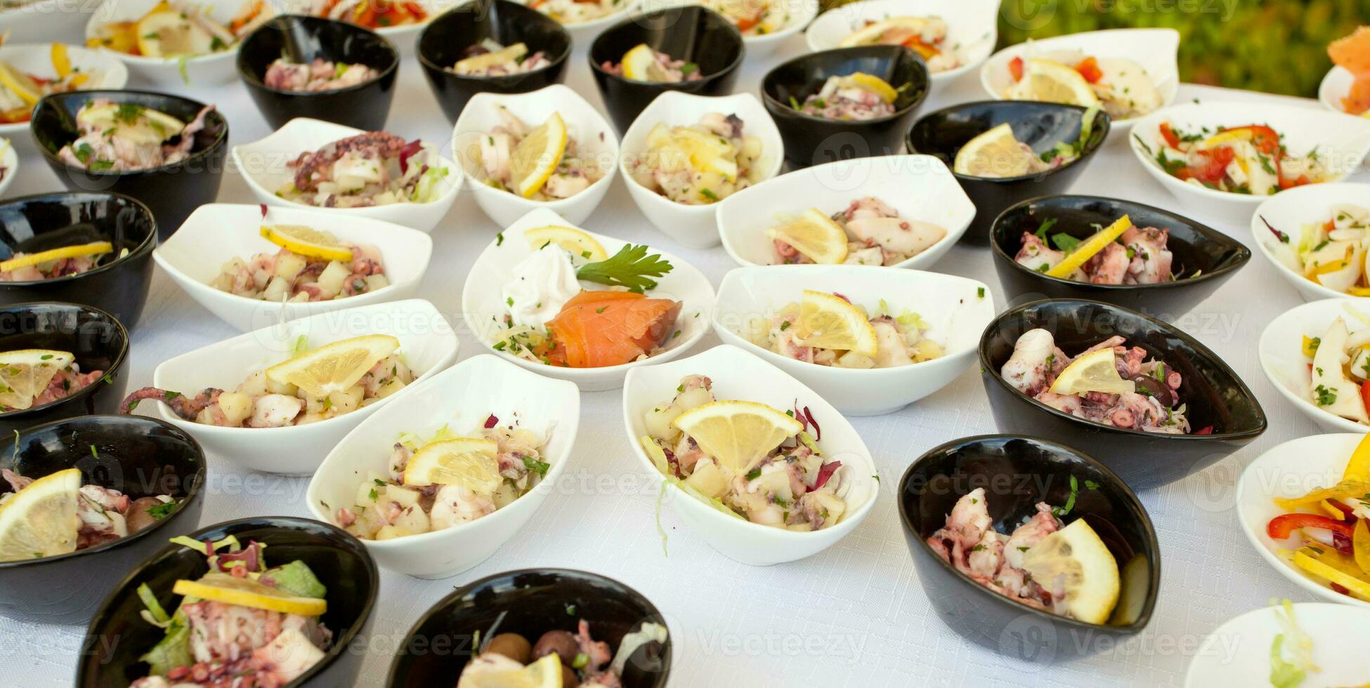 Buffet of fish and shellfish finger food photo