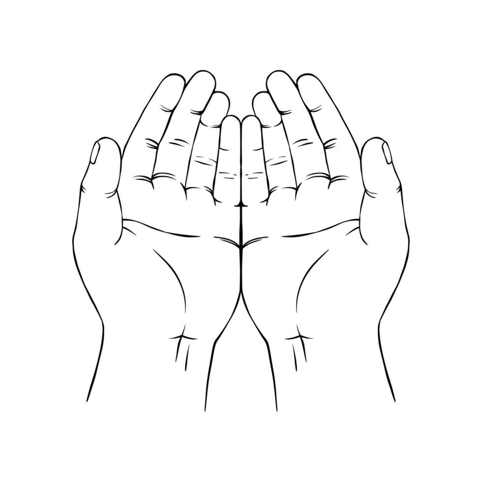 Praying Hand Symbol Outline vector