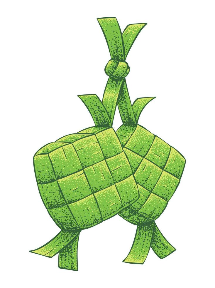 Ketupat Hand Drawn in Pointilism Technique vector