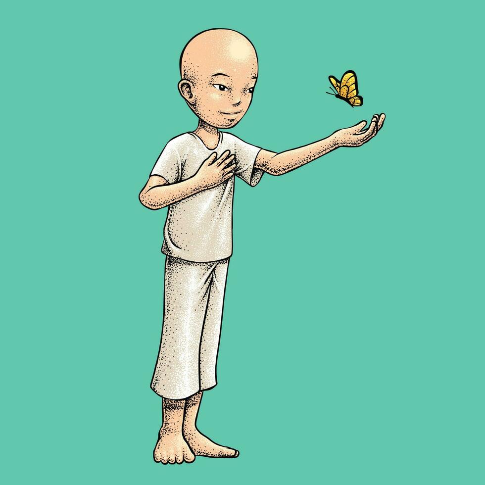A Wise Man Greets the Butterfly vector