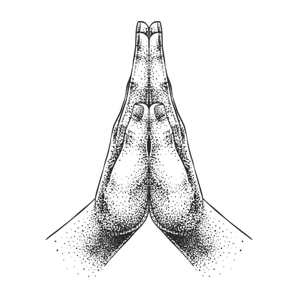 Praying Hands Drawn Using Pointillism Technique vector