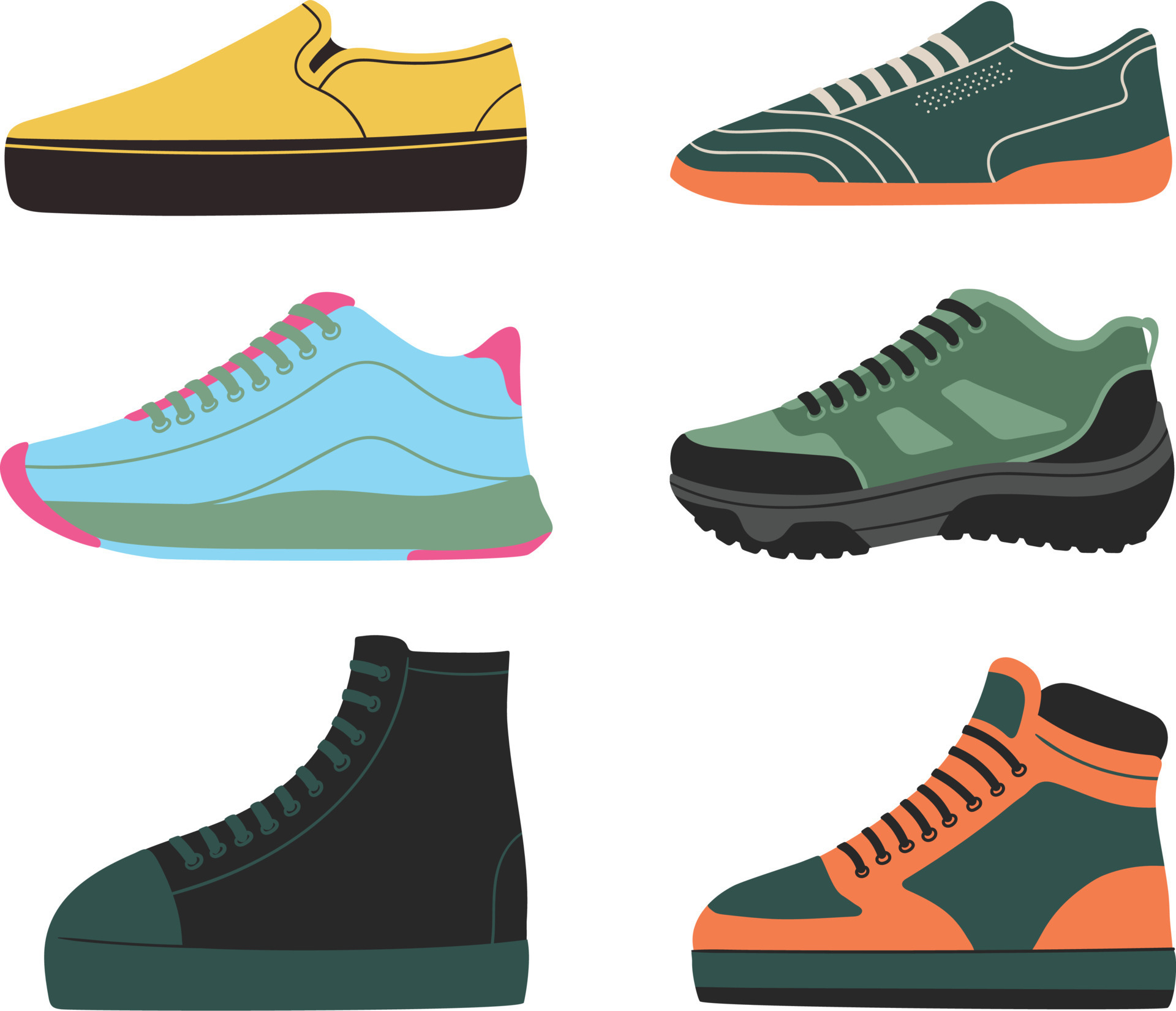 set of shoes vector. Set of sneakers. Vector illustration in flat style